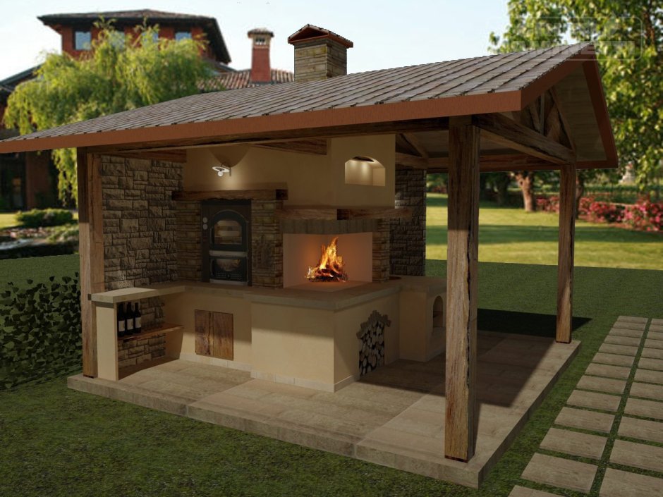 Баня бассейн мангальная зона