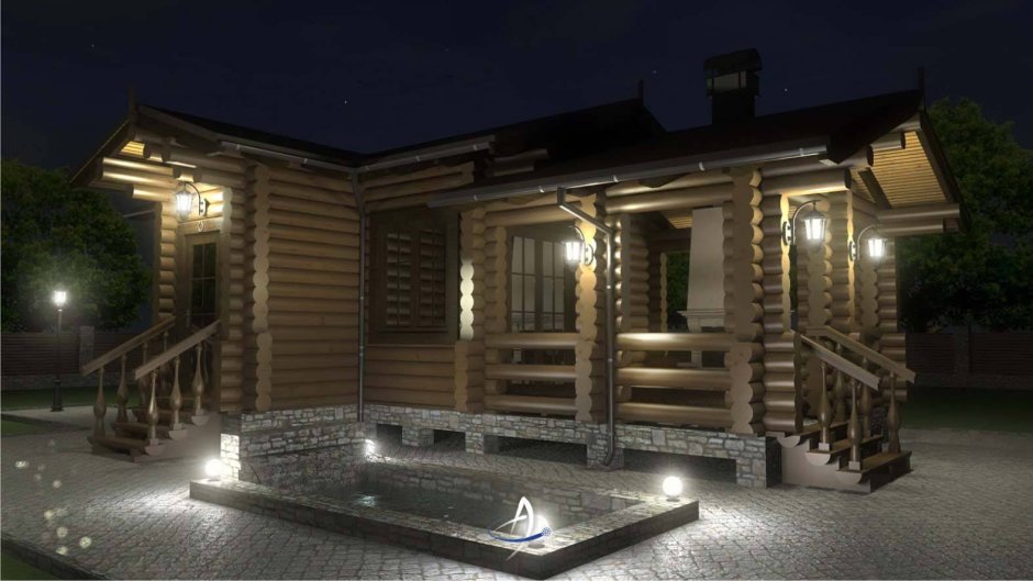 Баня с бассейном и беседкой и мангальной зоной под одной крышей