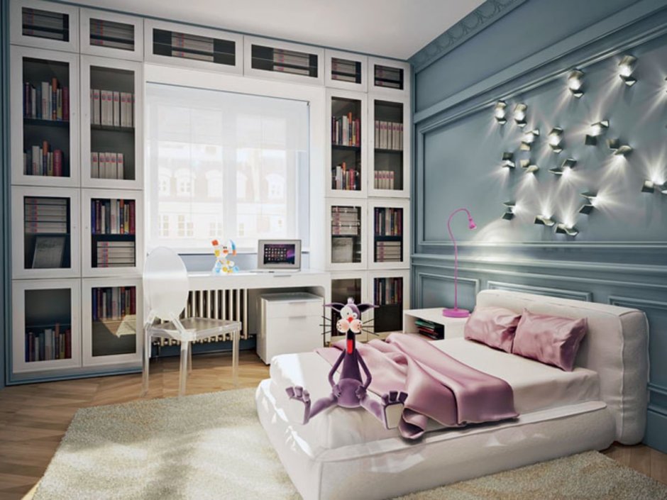 Книжный шкаф в спальне