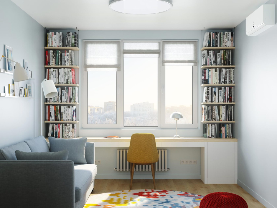 Книжный стеллаж у окна