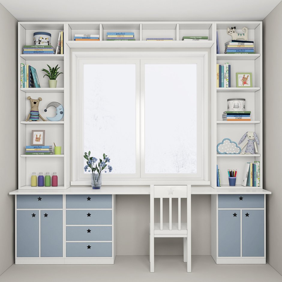 Стеллаж вокруг окна