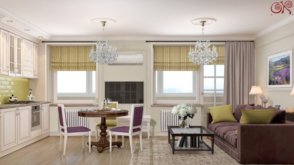 Кухня с окном в частном доме