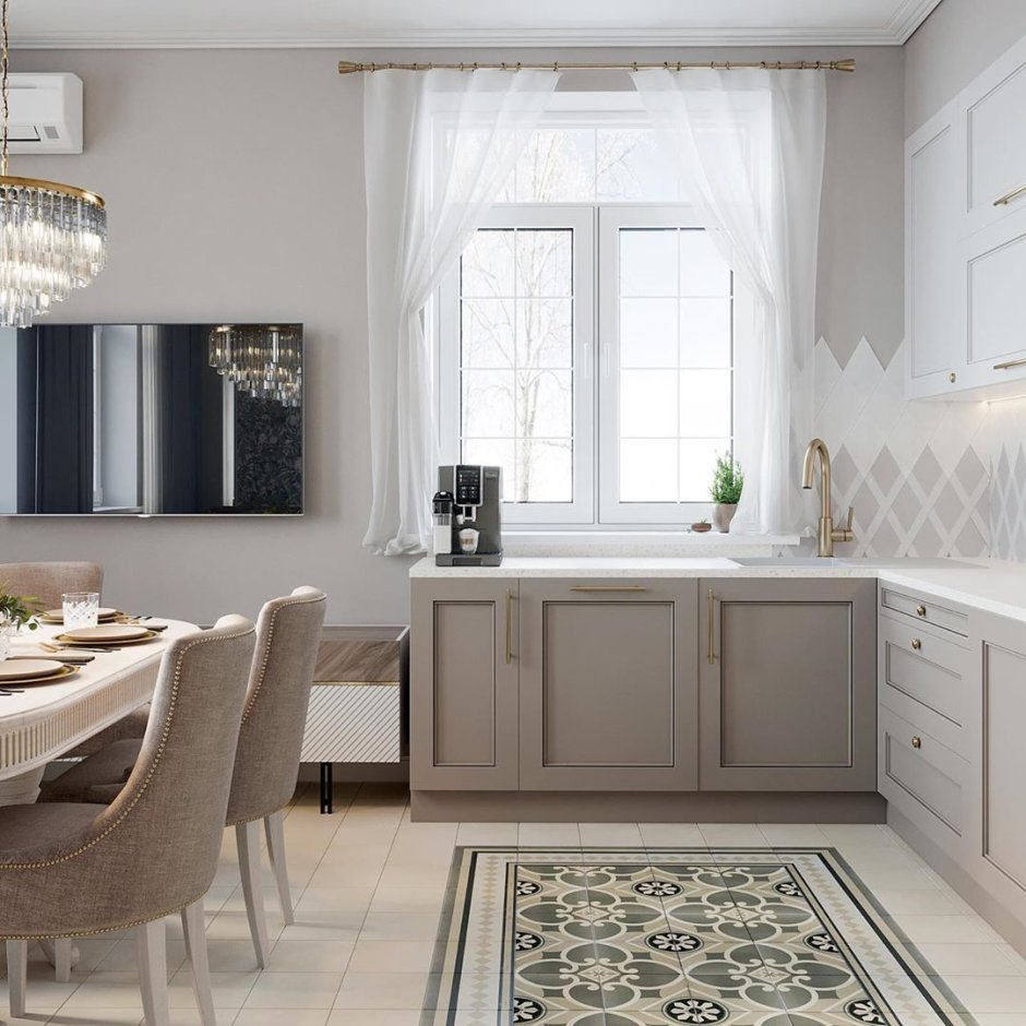 Кухонный гарнитур с окном посередине