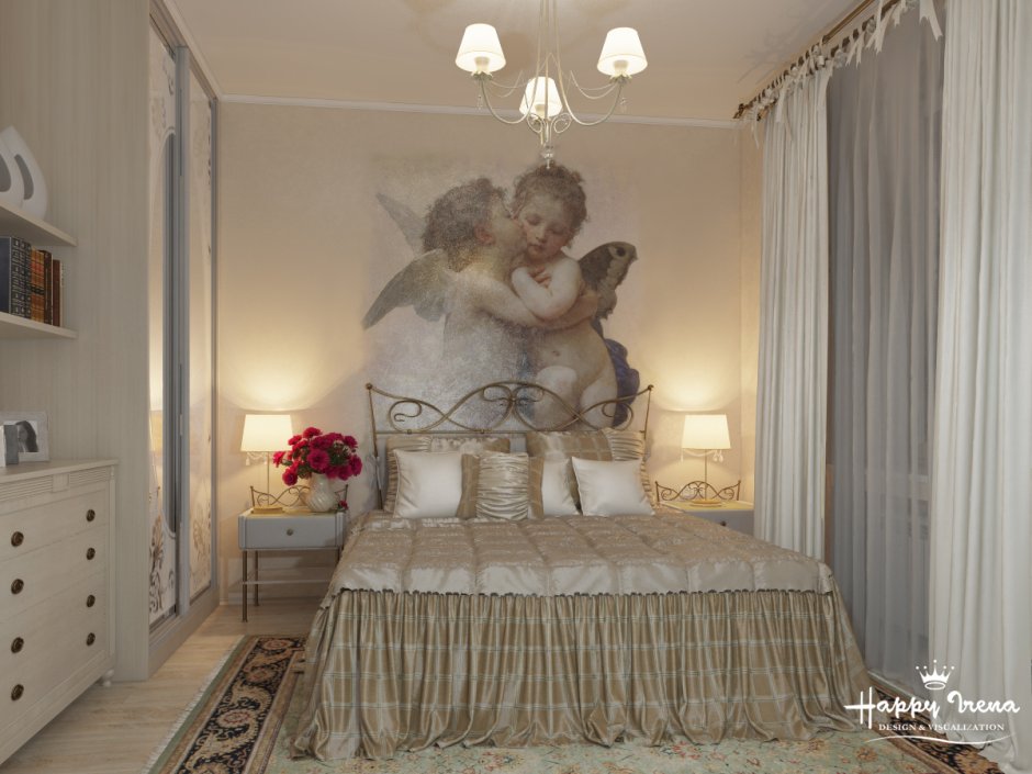 Фрески в спальню на стену ангелочки