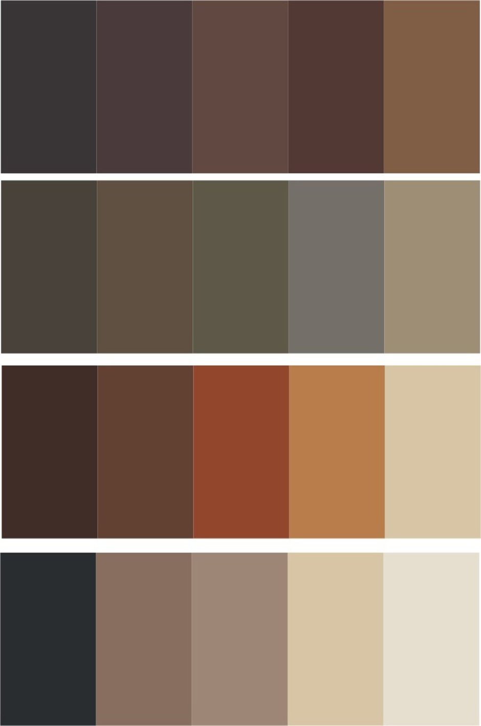 Палитра коричневых оттенков