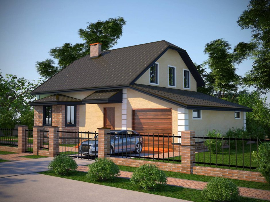 Дом из камня и дерева