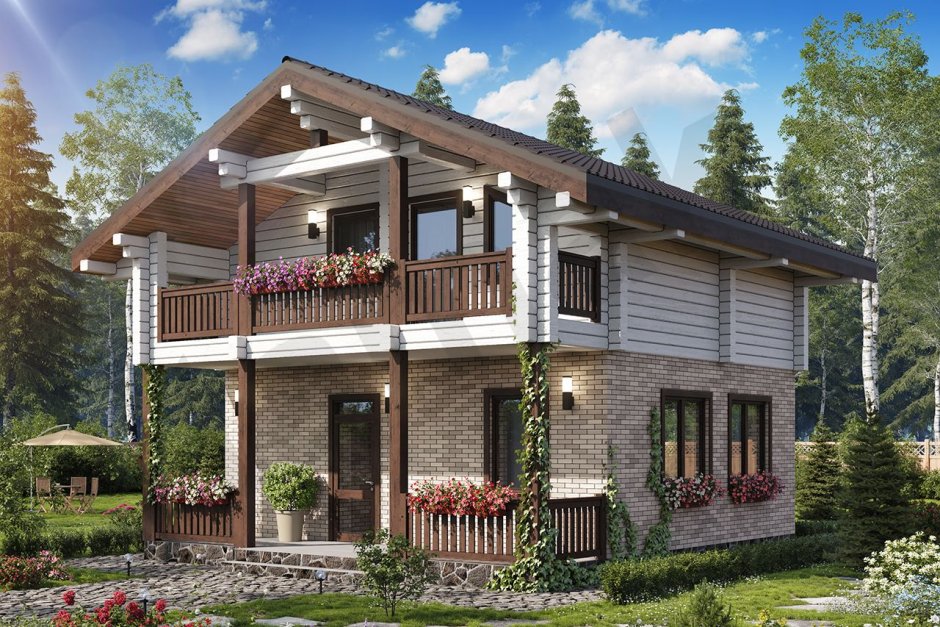 Кирпичный дачный дом