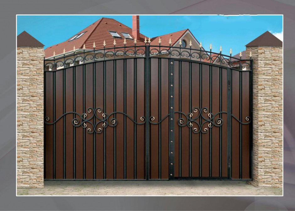 Ворота металлопрофиль с калиткой внутри