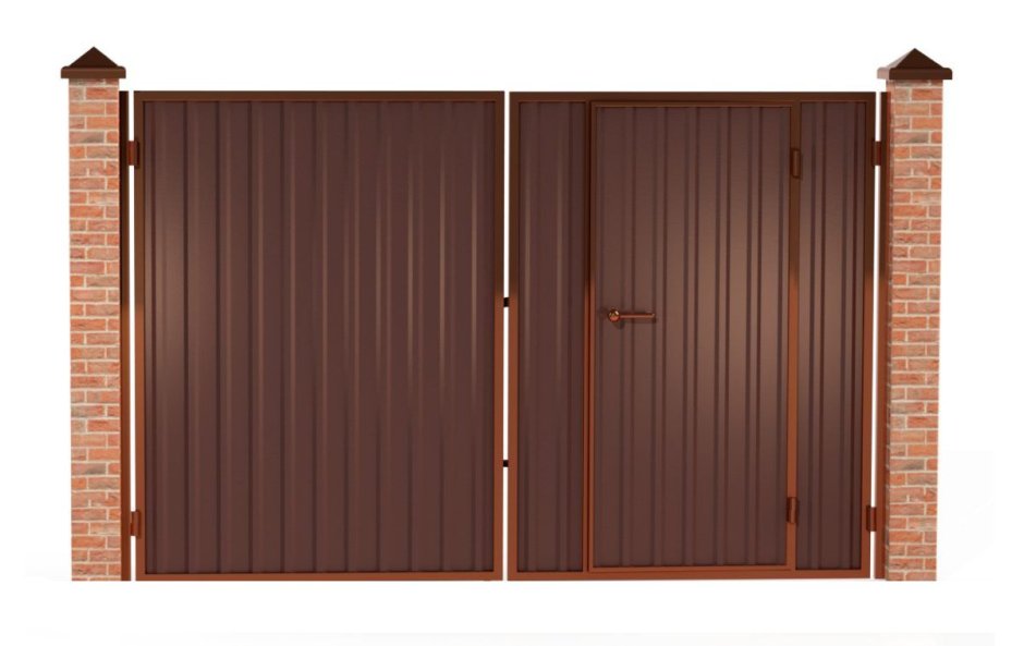 Откатные ворота со встроенной калиткой