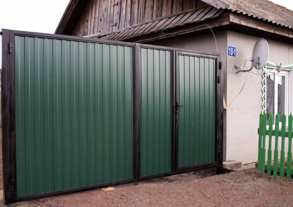 Ворота из профнастила откатные 7024