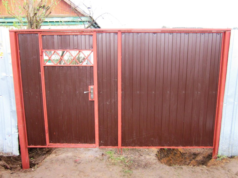 Ворота распашные профлист 3м