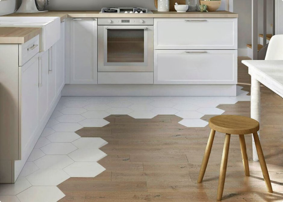 Кухня мрамор и дерево