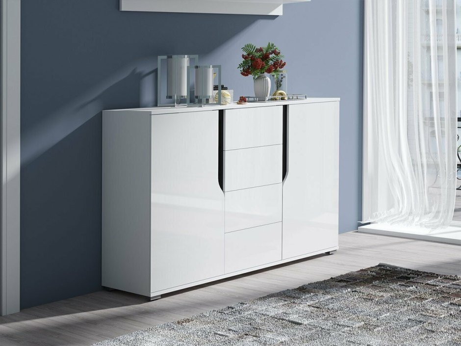 Комод Пайн белый глянец