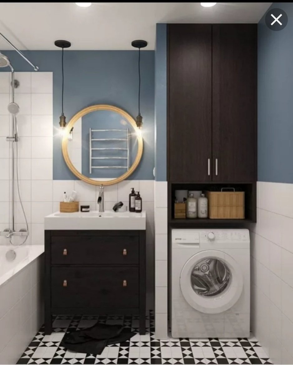 Шкаф над стиральной машиной в ванной