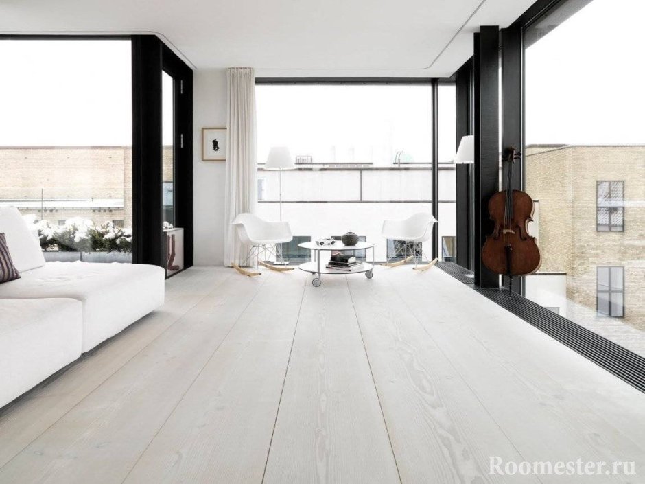 Белый пол в интерьере