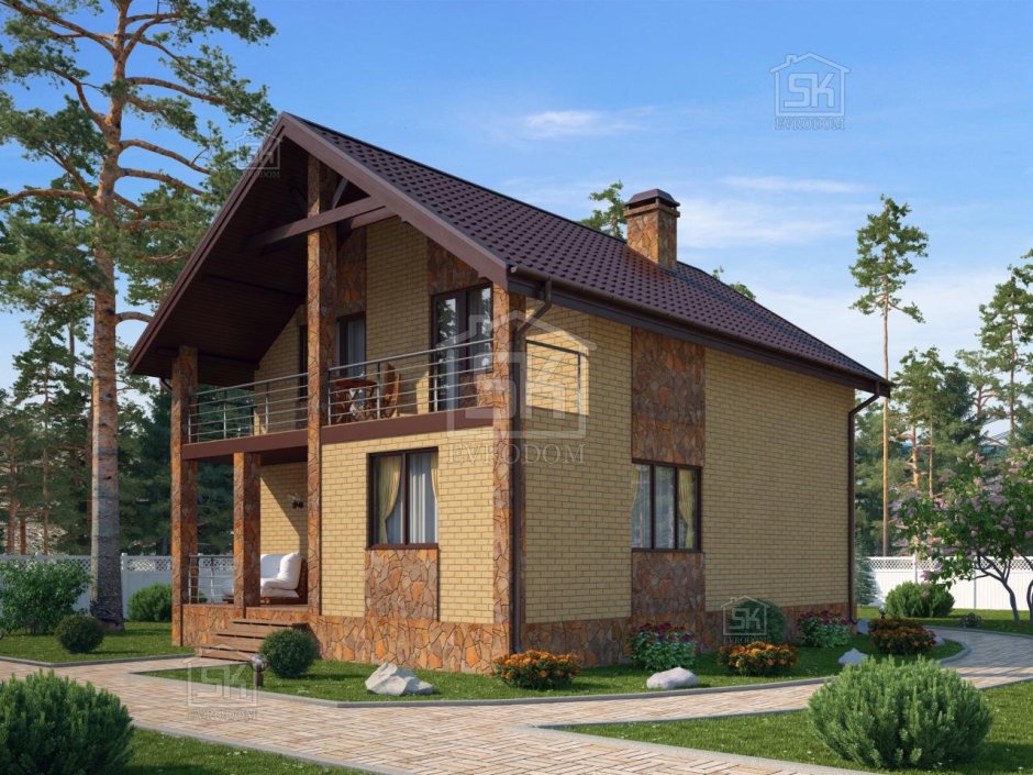 Проект домов двухэтажных с террасой 120 кв