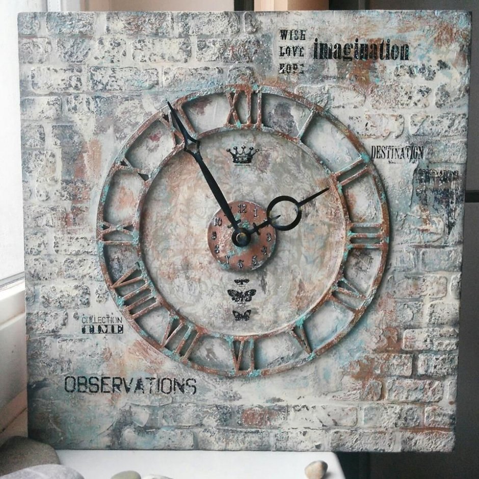 Декупаж часов в стиле лофт