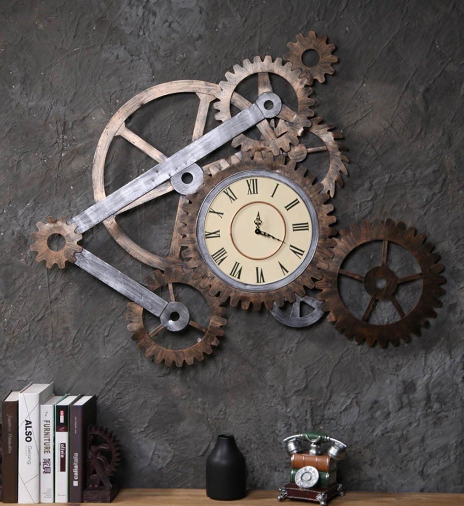 Часы в стиле лофт на стену
