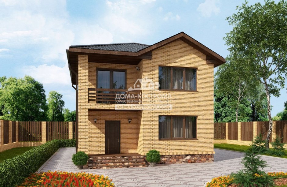 Небольшой двухэтажный дом из кирпича