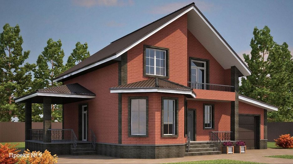 Дома с мансардой из кирпича