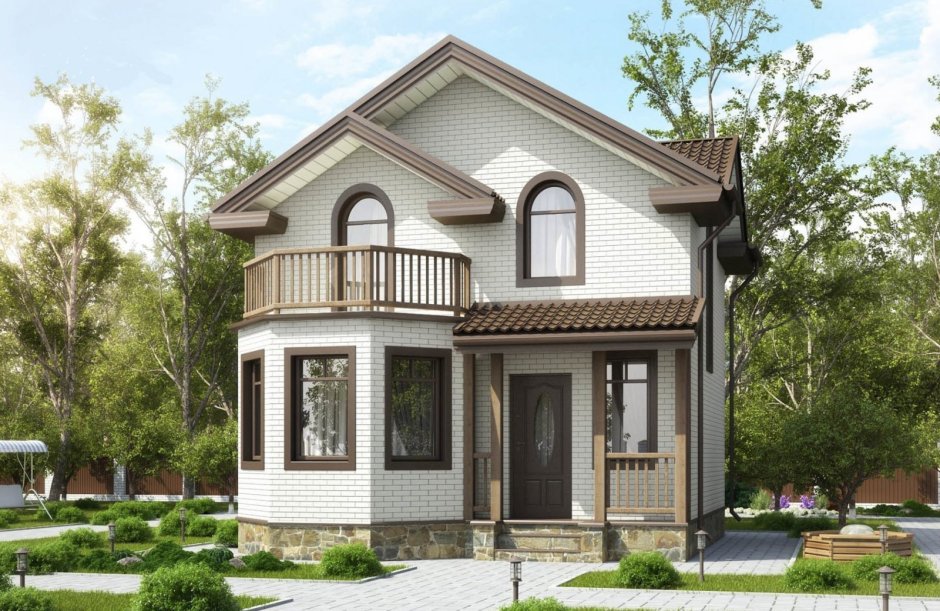 Дом с эркером и балконом