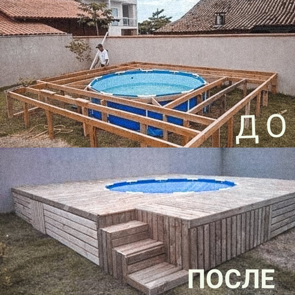 Подиум для бассейна на даче