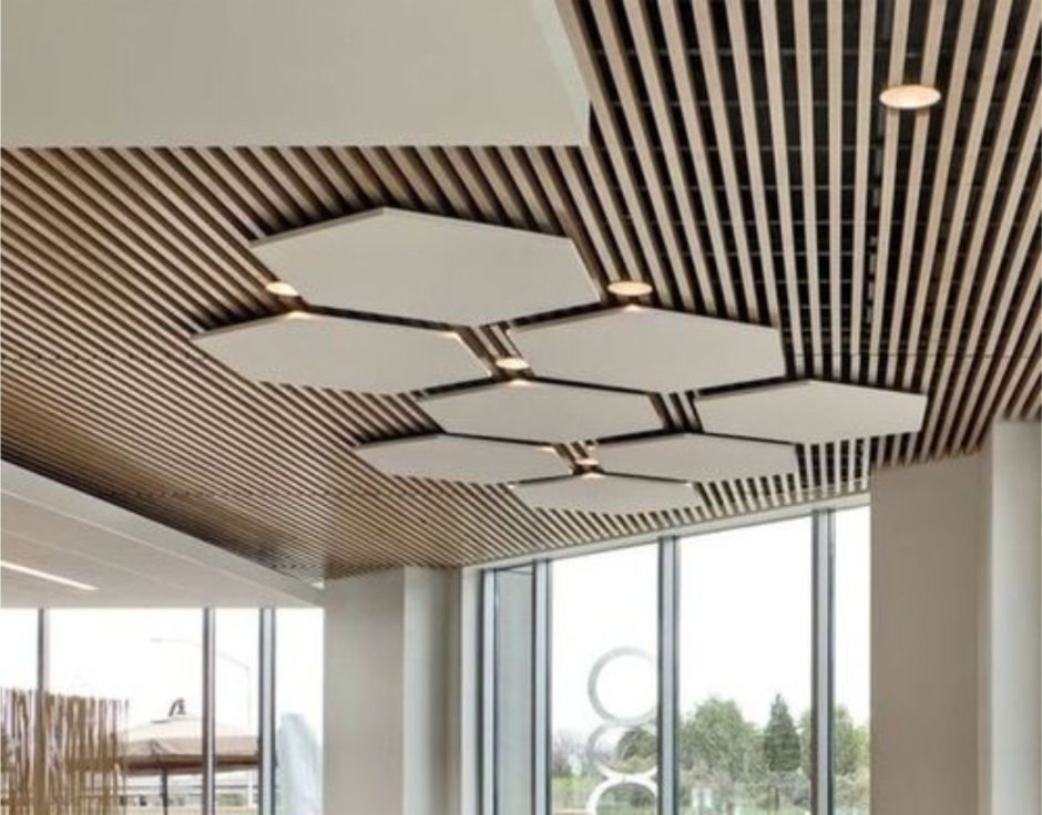 Реечный потолок 75 c, золото зеркало