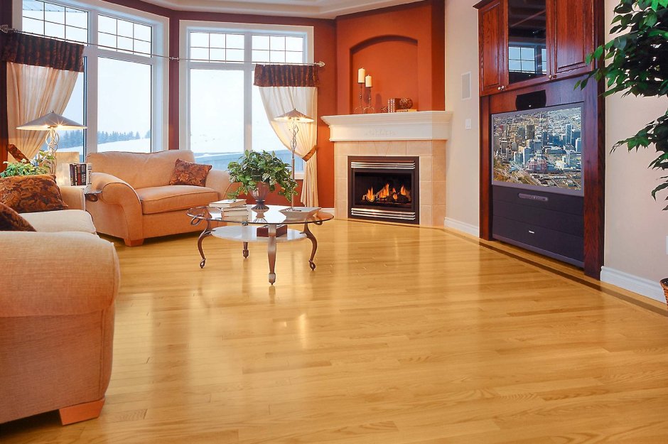 Ламинат в гостиной в интерьере