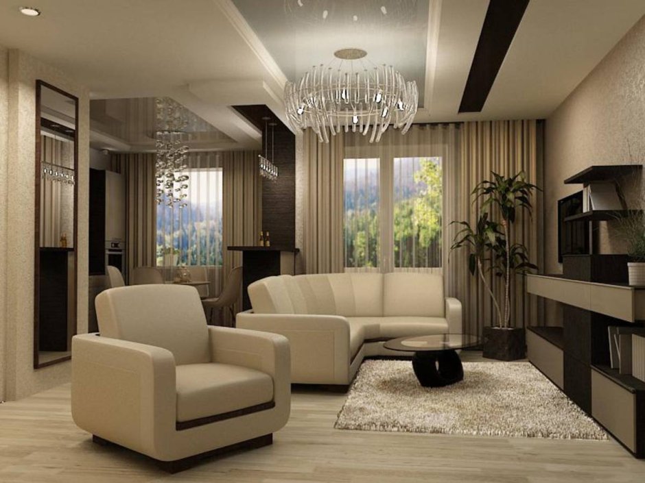 Гостиная совмещенная с коридором