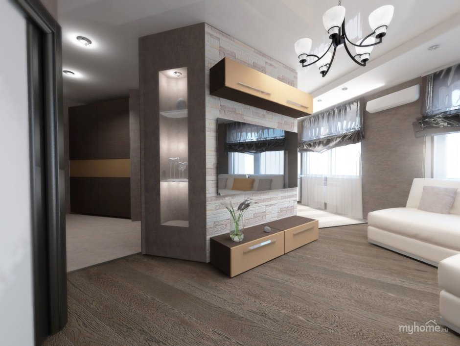 Гостиная соединенная с прихожей