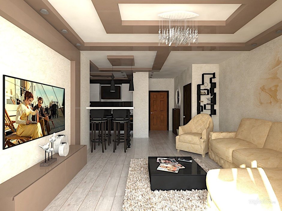 Гостиная совмещенная с коридором