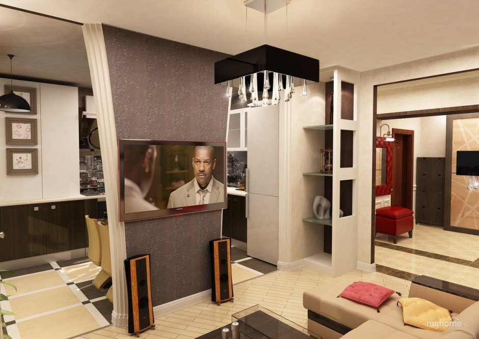 Гостиная совмещенная с коридором