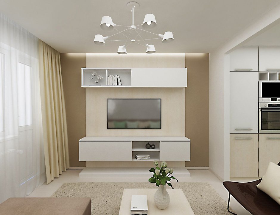 Зона телевизора в маленькой гостиной