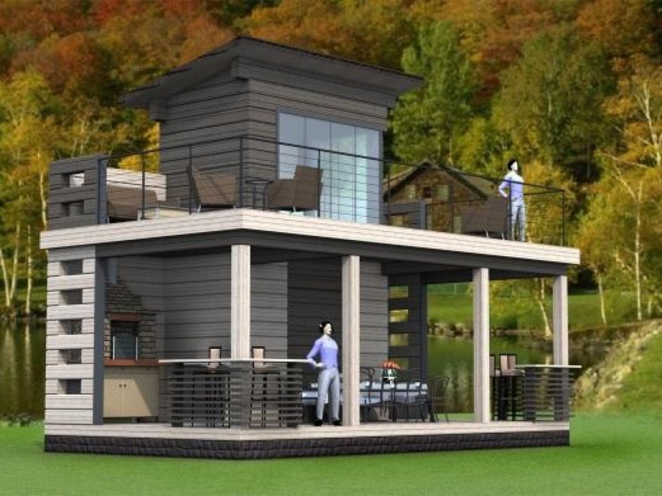 Большая двухэтажная беседка