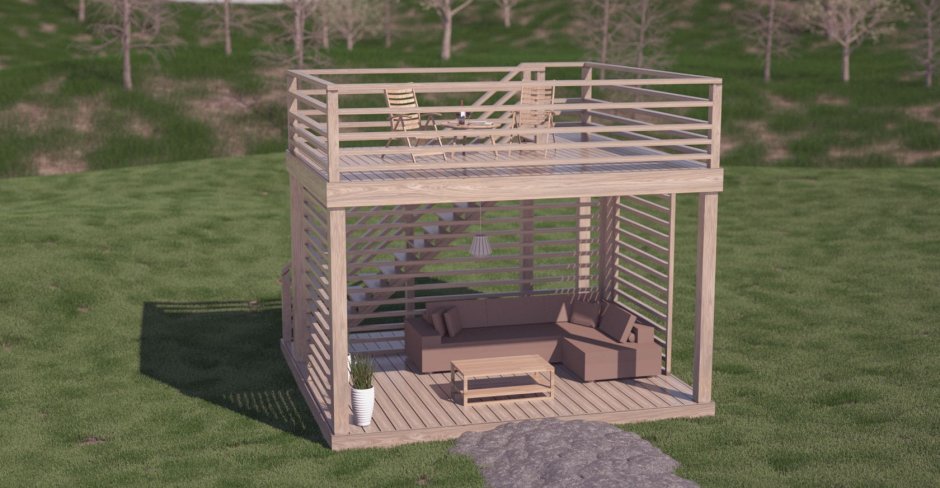 Двухэтажная беседка для дачи