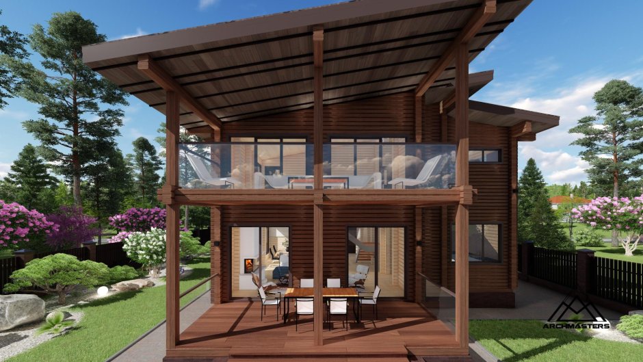 Терраса в стиле лофт перголы