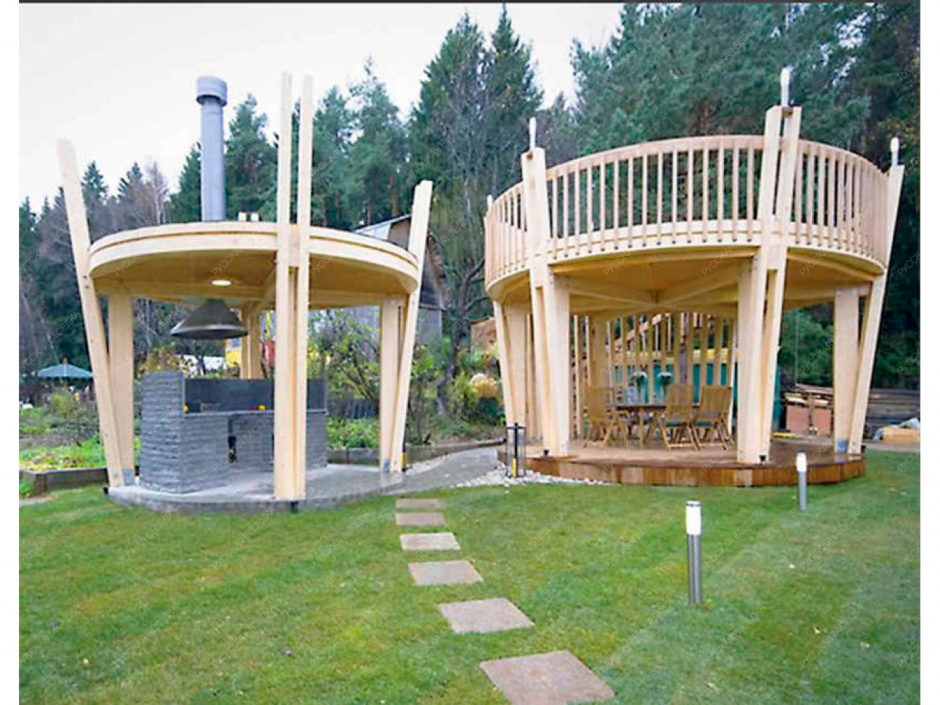 Двухэтажная летняя кухня