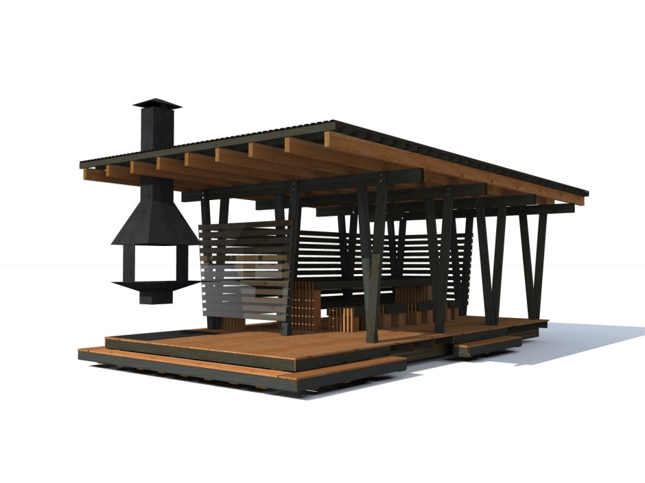 Современные беседки с плоской крышей