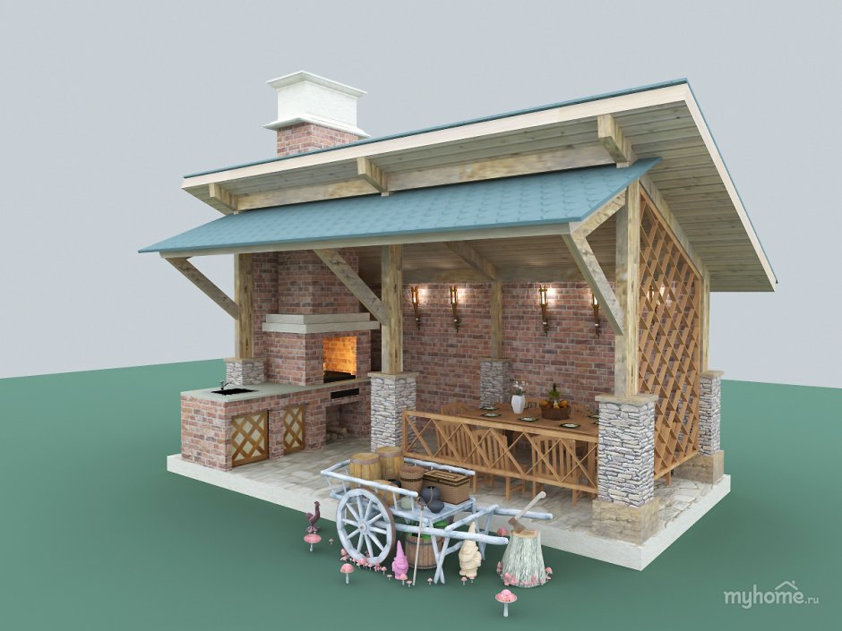 Беседка для дачи с мангалом