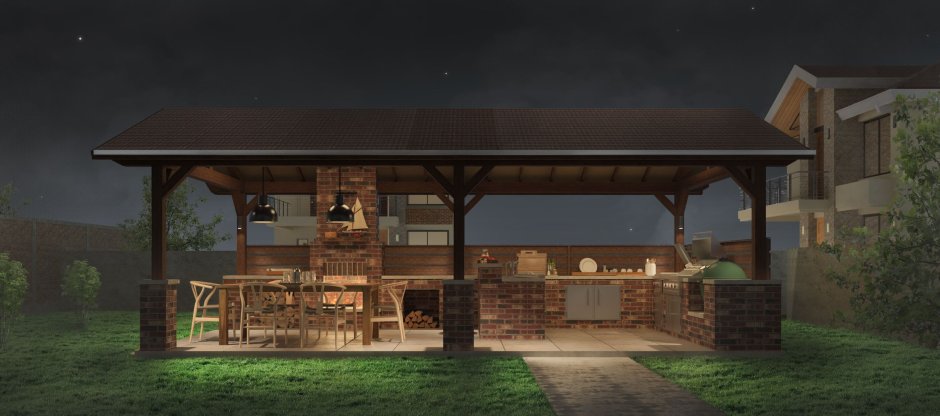 Современный домик для барбекю