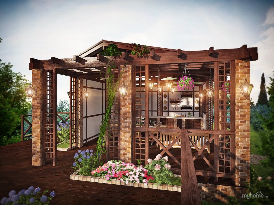 Летняя кухня с террасой