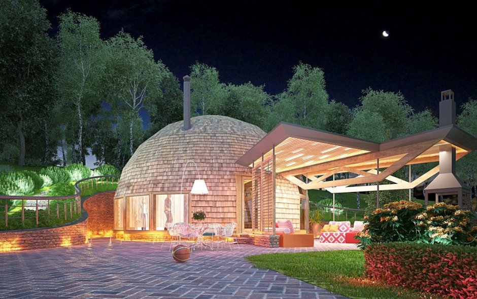 Двухэтажный дом с беседкой