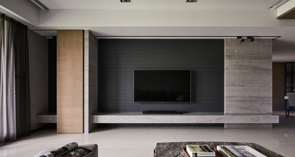 Реечная перегородка в гостиной