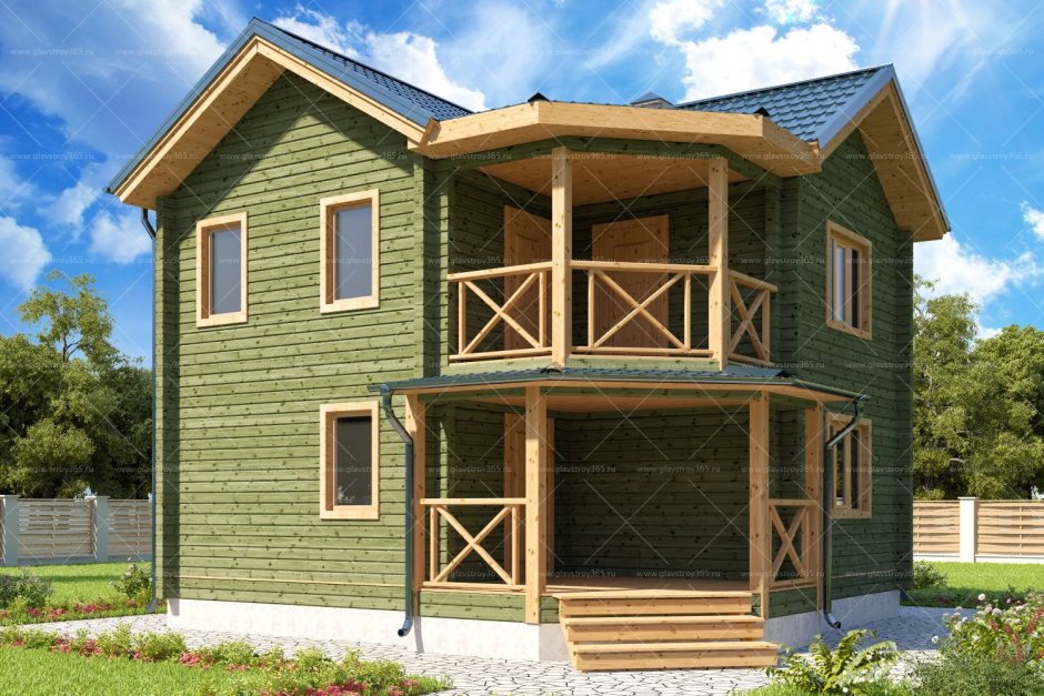 Угловой двухэтажный дачный домик