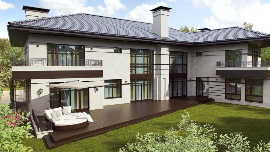 Двухэтажный коттедж с террасой