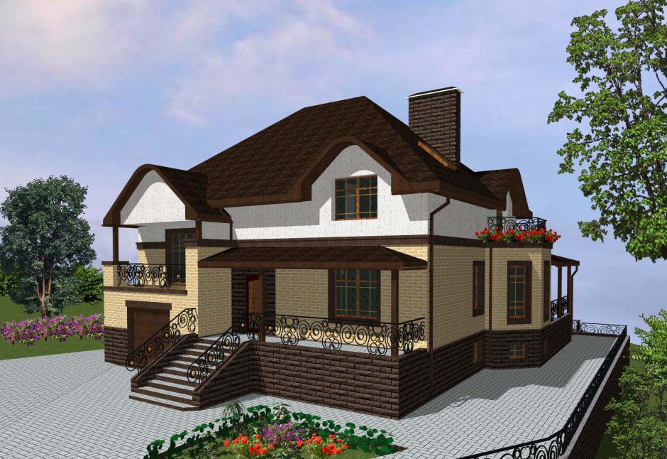 Двухэтажный угловой дом