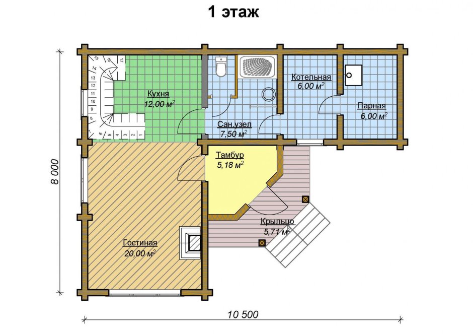 Проект угловой бани из клееного бруса