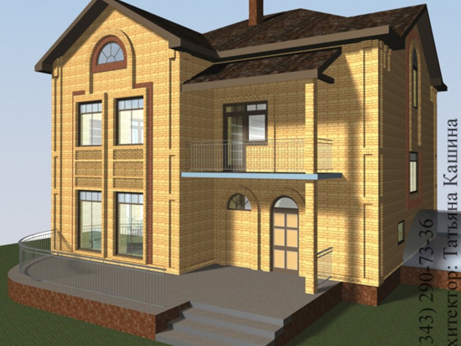 Двухэтажный дом с выступом