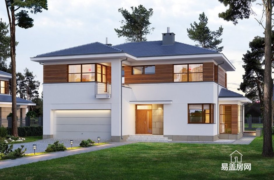 Г-образный дом двухэтажный