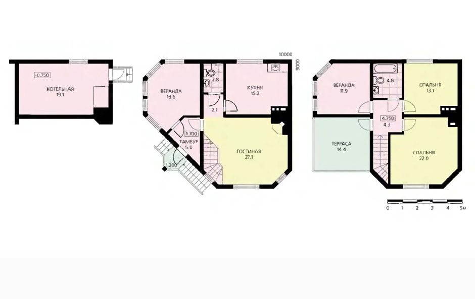 Планировка двухэтажного дома с подвалом и мансардой